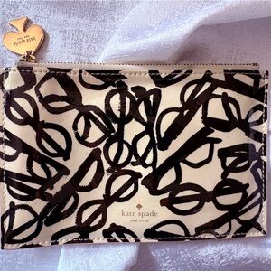 Kate Spade Black and Cream Graphic Pouch